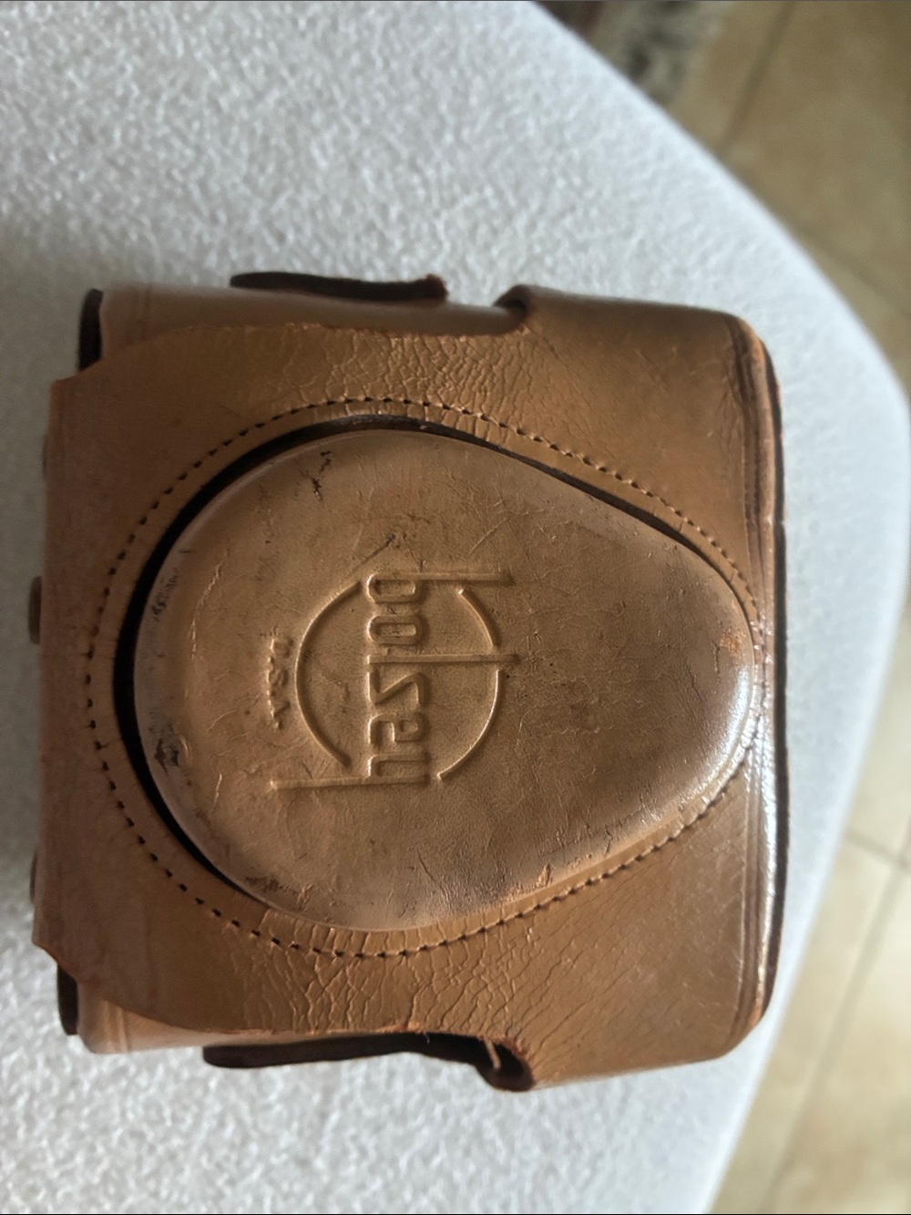 Bolsey camera with Leather Camera Case in Tan